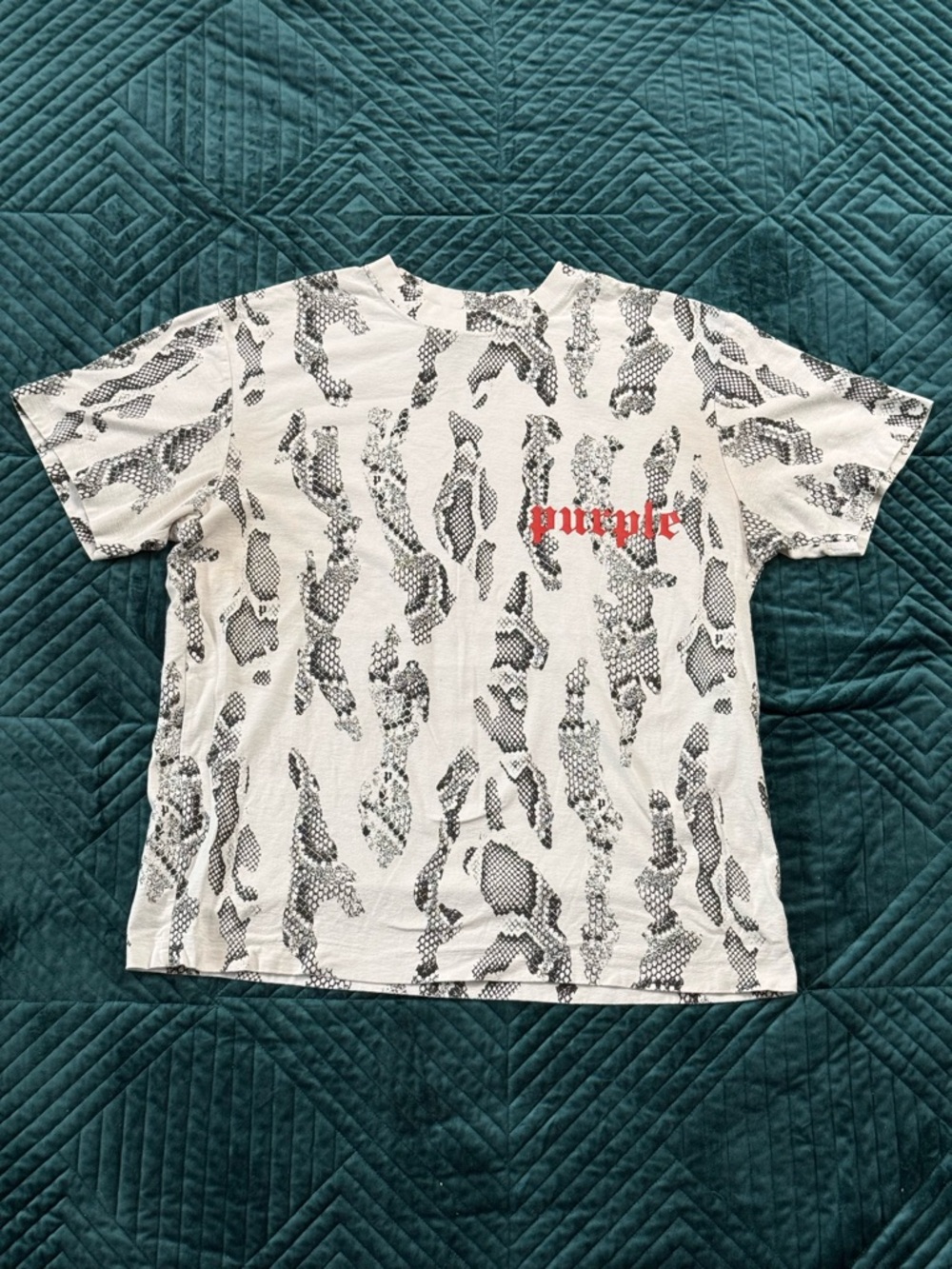 Purple Brand White & Black Snake-Print T-Shirt